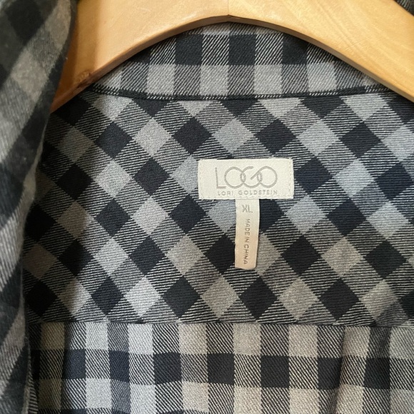 LOGO Lori Goldstein| Gray Plaid Jacket with Contrast Sleeves, Size XL•••Shaket - Picture 12 of 15